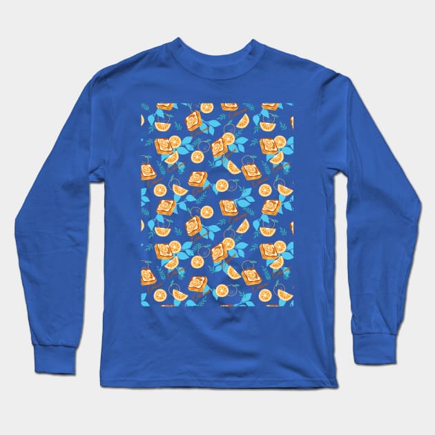 Delicious Citrus Pastry Dessert Pattern Long Sleeve T-Shirt by FlinArt